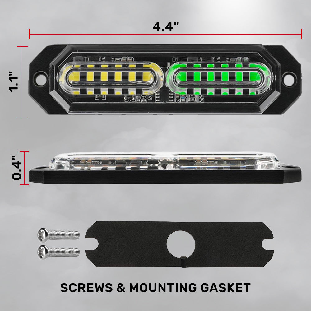 Universal 8-PC Ultra Slim Aluminum Surface Mounted 4.5" Emergency Ultra Bright LED Strobe w/ 17 Light Functions - Multiple Options