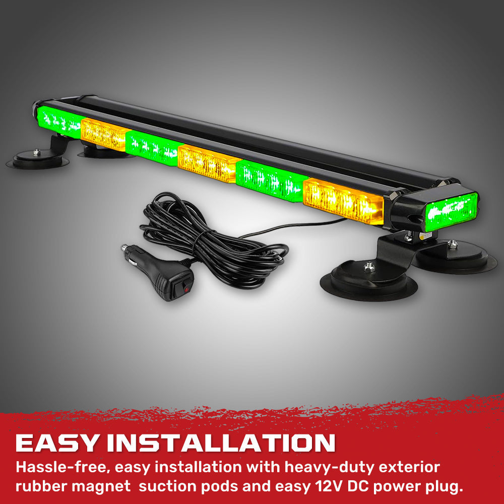 Exterior Roof Mounted 29.5" Emergency LED Strobe Light Bar Magnetic Suction Cup Installation w/ 26 Lighting Functions - Multiple. Colors
