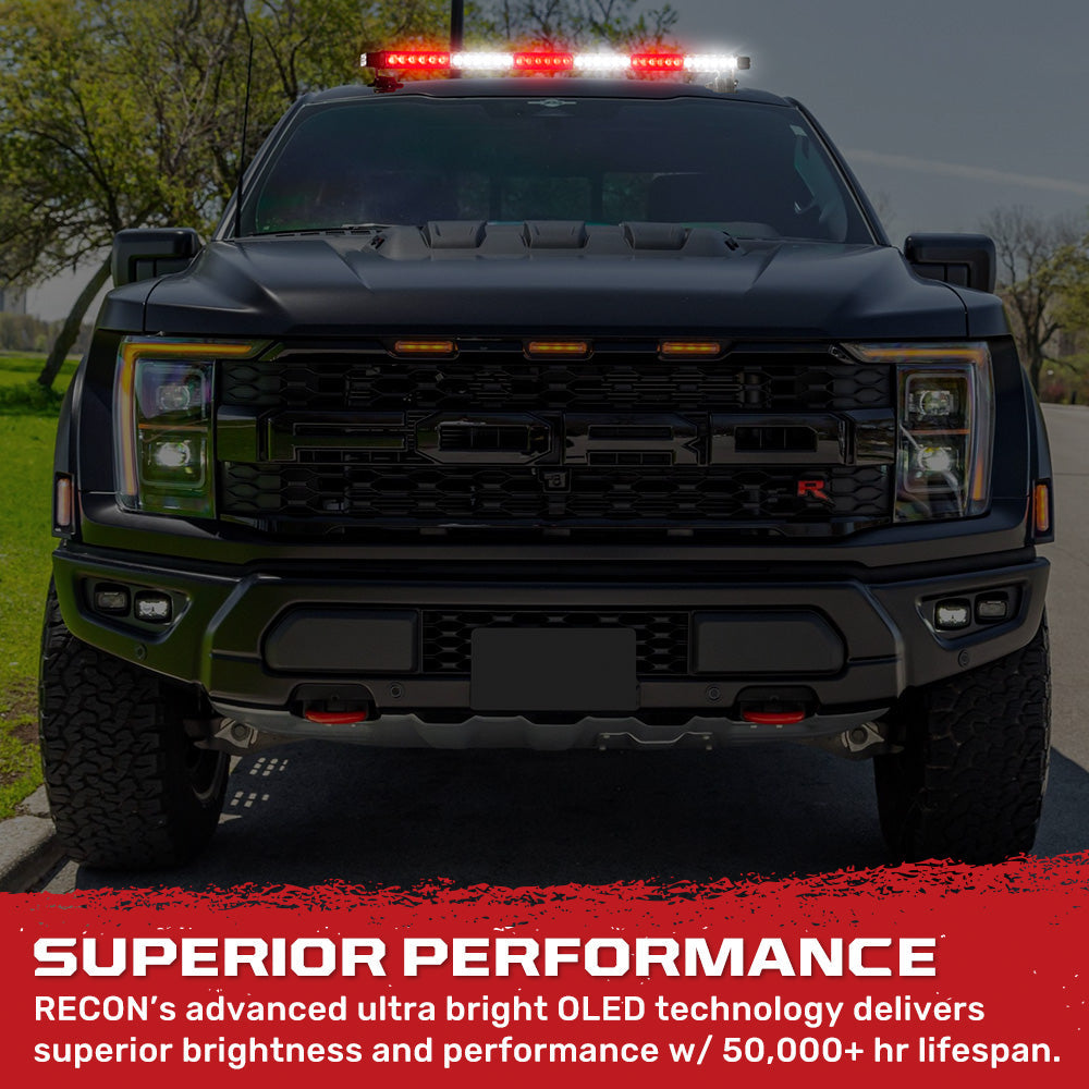 Exterior Roof Mounted 29.5" Emergency LED Strobe Light Bar Magnetic Suction Cup Installation w/ 26 Lighting Functions - Multiple. Colors