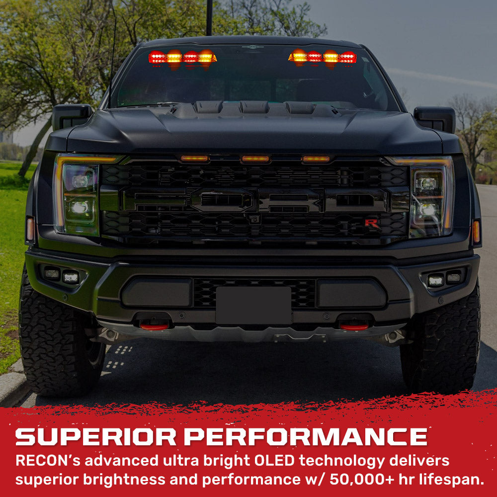 Interior Front Window 2-PC 14" LED Strobe Light Bars Suction Cup Installation A/C Adapter Plug & Play 26 Light Functions - Multiple Colors