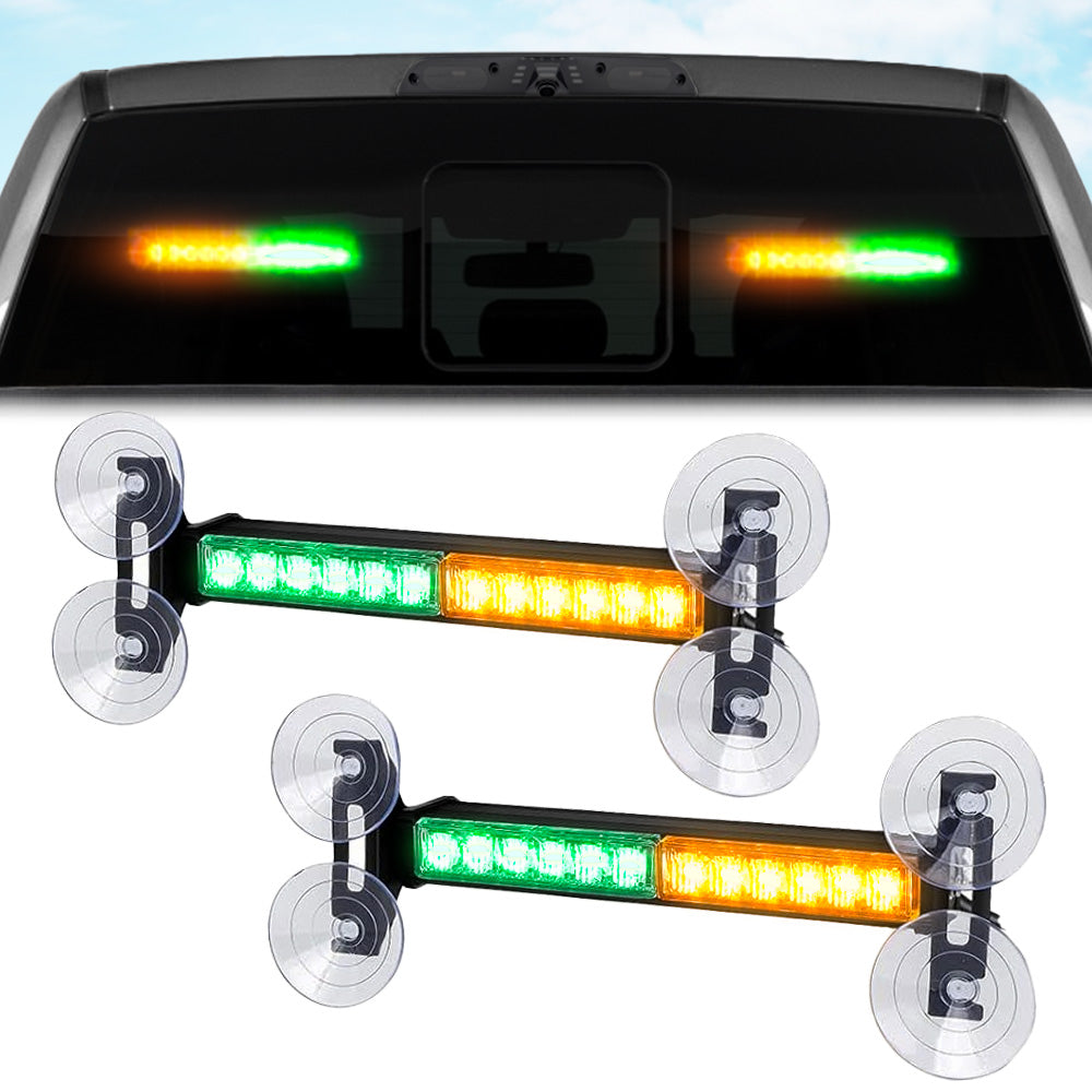 Interior Rear Window 2-PC LED Strobe/Flashing Light Bars - Suction Cup Installation A/C Adapter Plug & Play with 20 Lighting Function - Multiple Colors