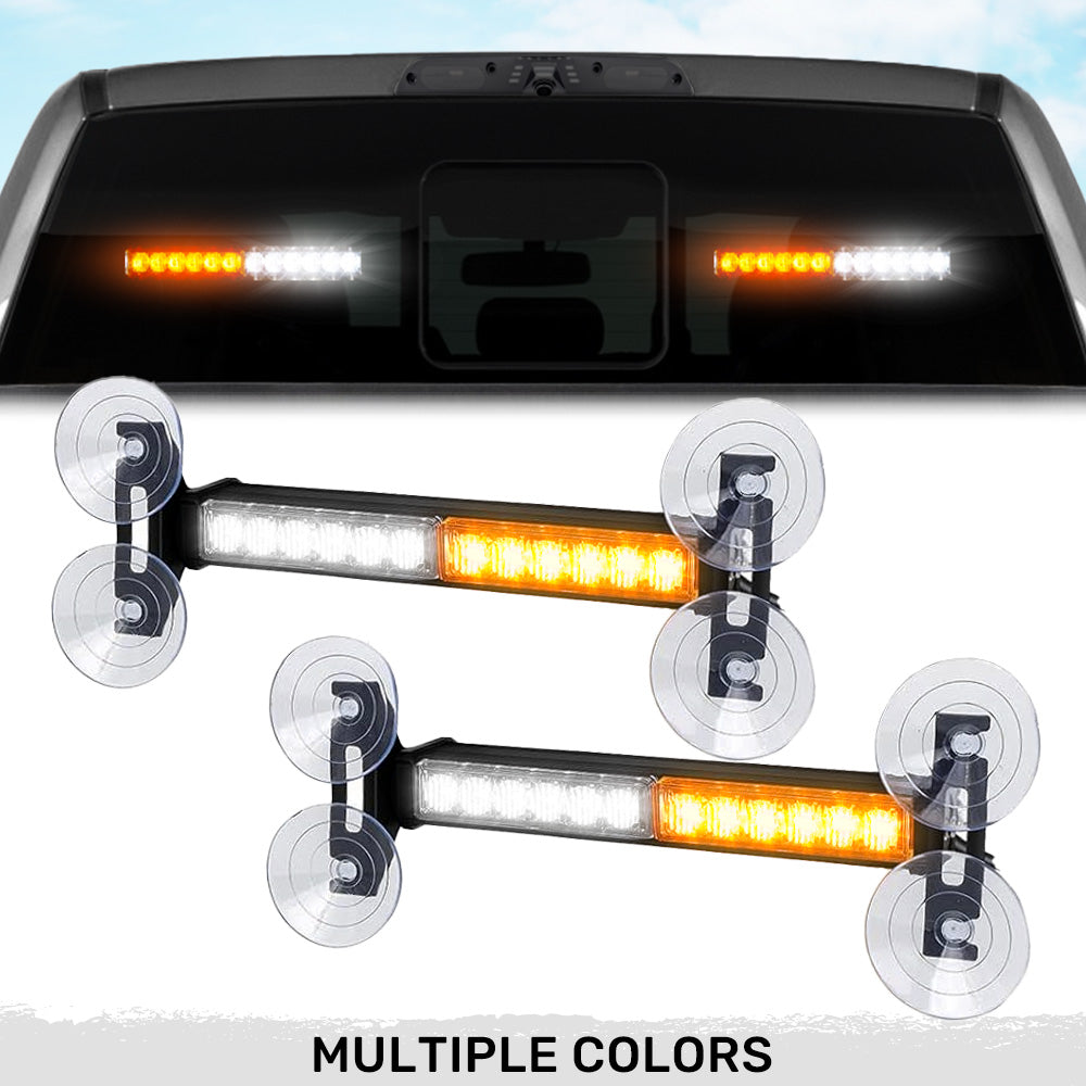 Interior Rear Window 2-PC LED Strobe/Flashing Light Bars - Suction Cup Installation A/C Adapter Plug & Play with 20 Lighting Function - Multiple Colors
