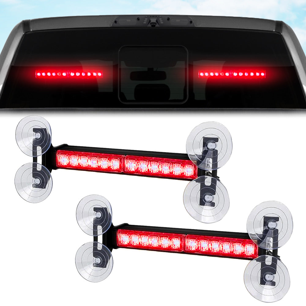 Interior Rear Window 2-PC LED Strobe/Flashing Light Bars - Suction Cup Installation A/C Adapter Plug & Play with 20 Lighting Function - Multiple Colors