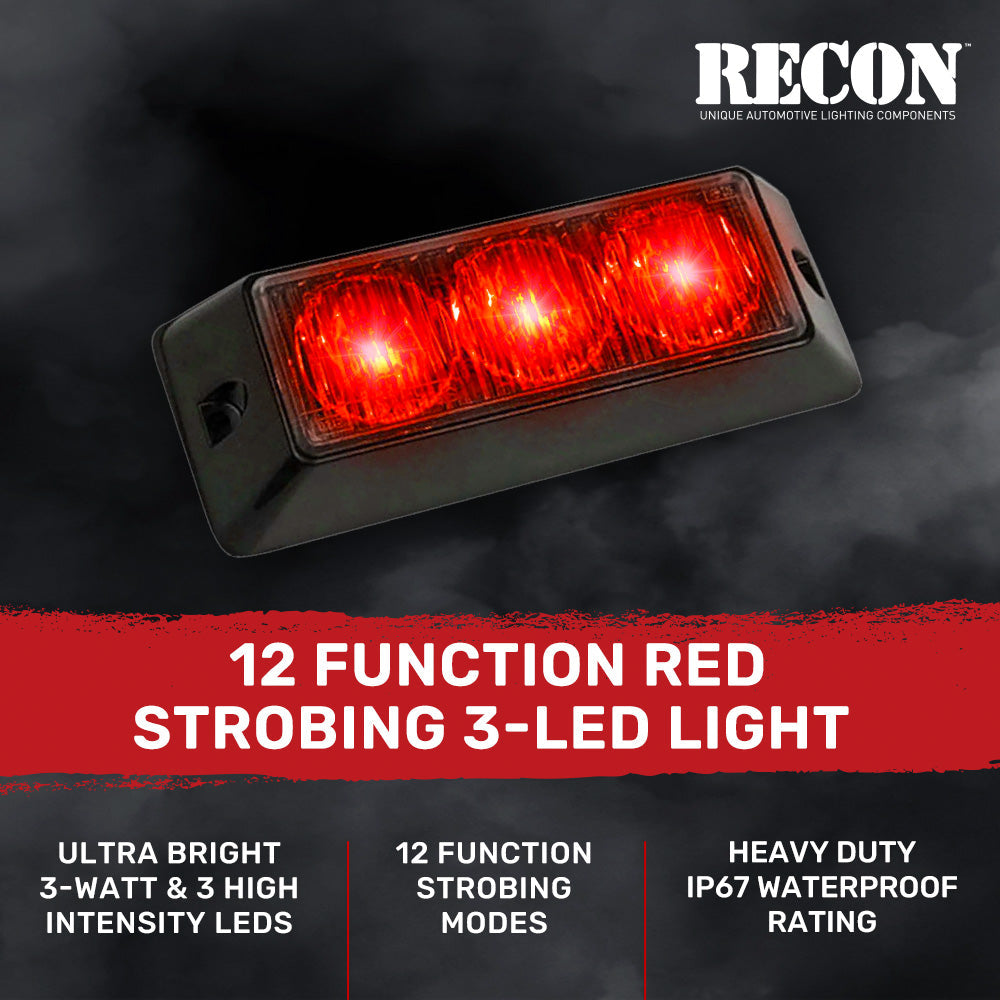 Universal 3-Watt 12 Function 3 LED Emergency Flashing Strobe Light - Multiple Colors