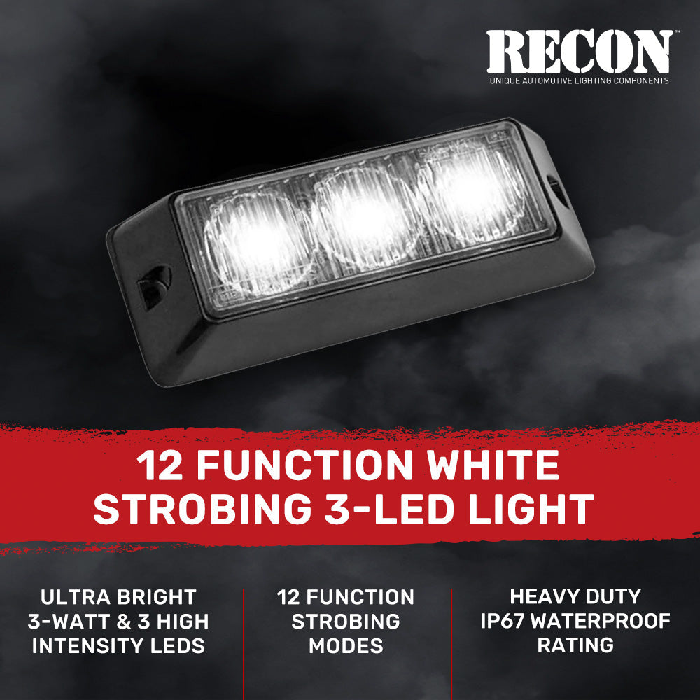 Universal 3-Watt 12 Function 3 LED Emergency Flashing Strobe Light - Multiple Colors
