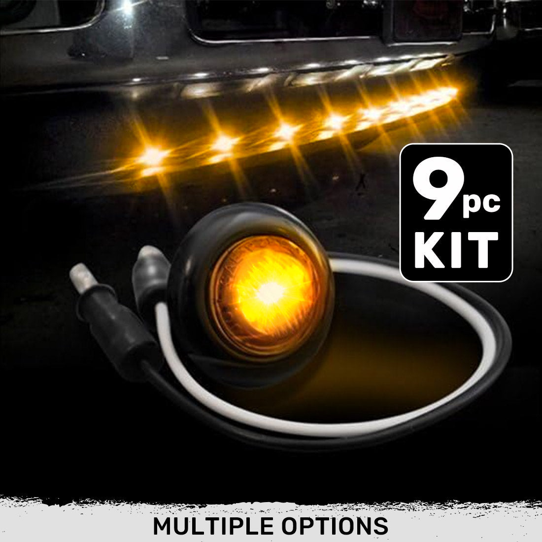 Universal 9-Pc Front Lower Air Dam Ultra Bright LED Light Kit - Multiple Options