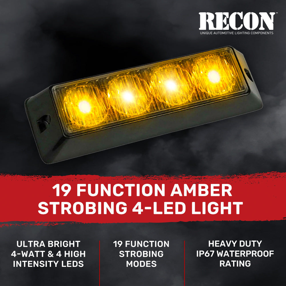 Universal 4-Watt 19 Function 4 LED Emergency Flashing Strobe Light - Multiple Colors