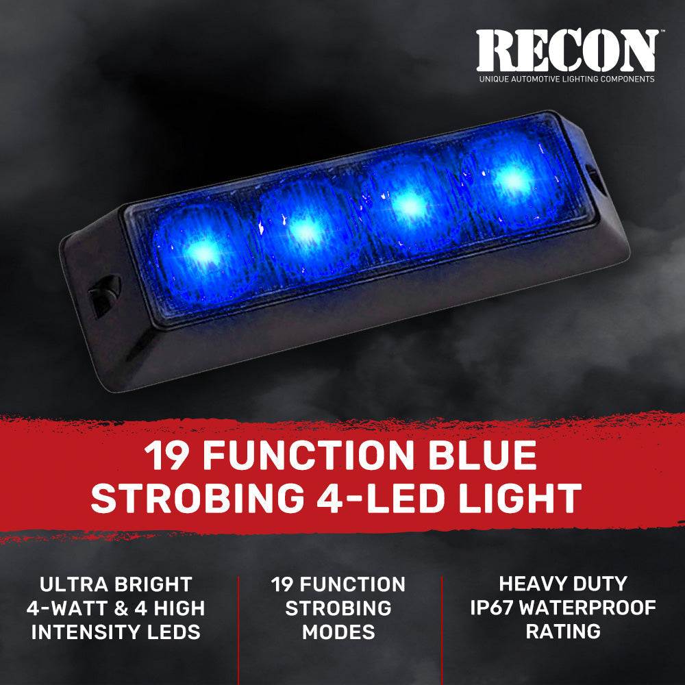 Universal 4-Watt 19 Function 4 LED Emergency Flashing Strobe Light - Multiple Colors