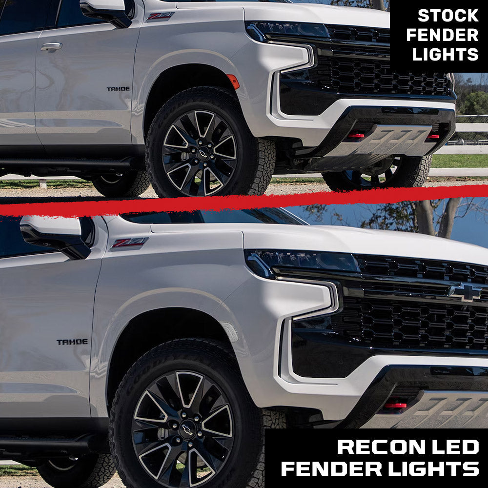 Cadillac 21-24 Escalade & GMC 21-24 Yukon/Yukon XL/Yukon Denali (5th Gen) & 21-24 Chevy Tahoe/Suburban (5th GEN) LED Front Fender Lens White or Amber LEDs - Smoked or Clear Lens
