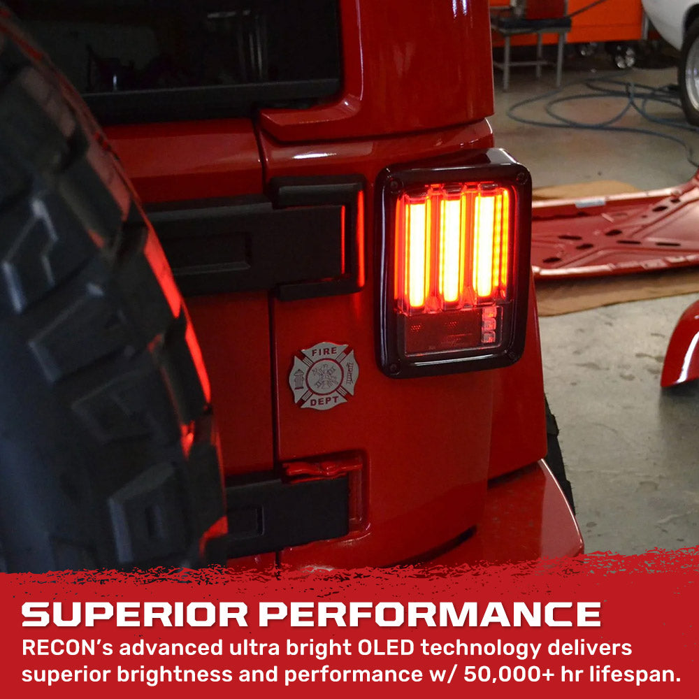 Jeep Wrangler JK 07-18 Ultra Bright Scanning OLED Bar Style Tail Lights - Multiple Lens