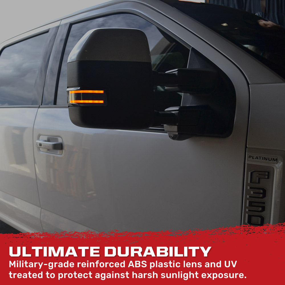 Ford 17-26 Super Duty Amber DRL LED Side Mirror Lenses - Smoked Lens