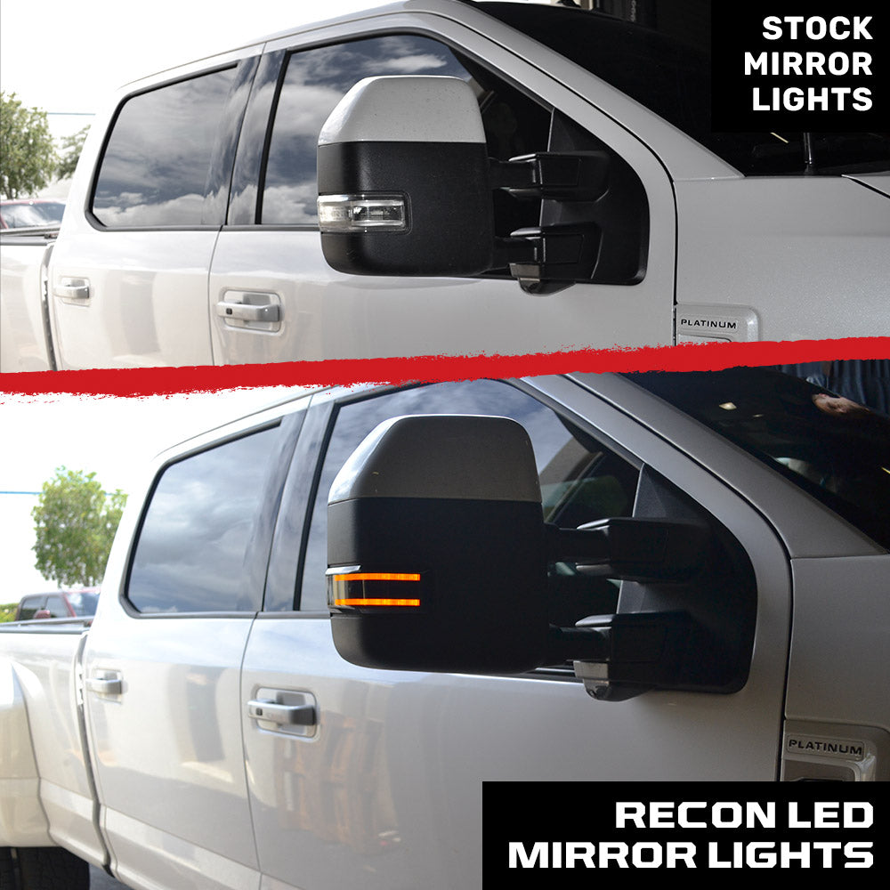 Ford 17-26 Super Duty Amber DRL LED Side Mirror Lenses - Smoked Lens