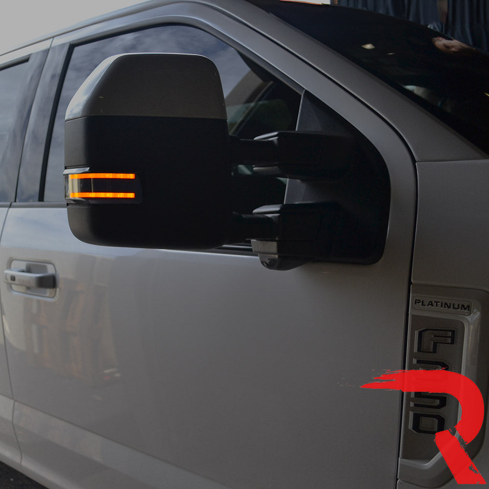 Ford 17-22 Super Duty Scanning LED Side Mirror Lenses - Smoked Lens