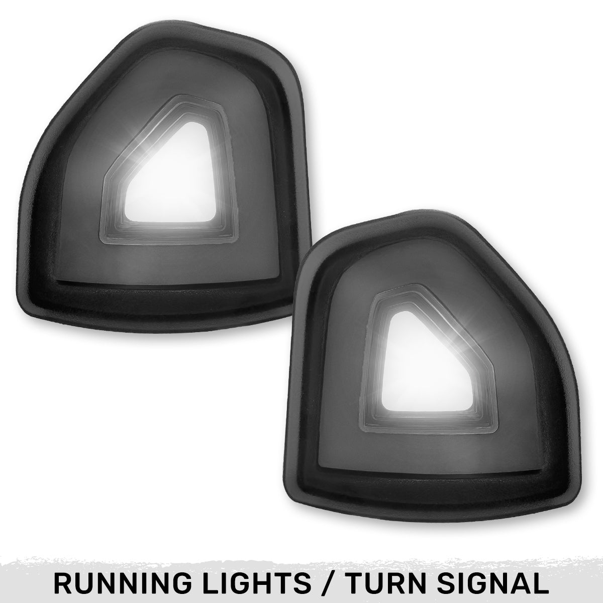 Dodge 21-24 RAM 1500 Corner Side Tow Mirror Turn Signal & Running Light (2-Piece Set) with Amber LED Turn Signals & White LED Running Lights - Smoked Lens