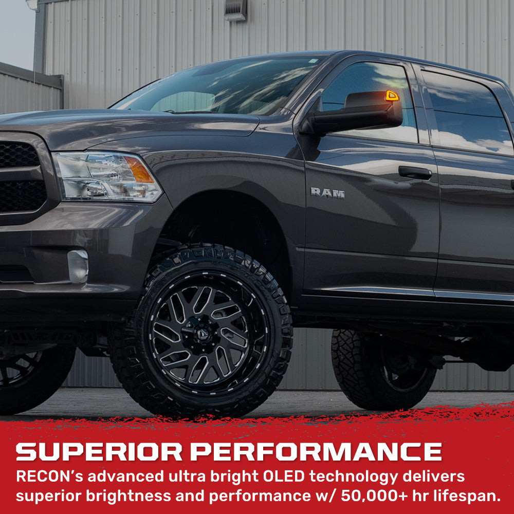 Dodge 19-22 RAM 2500/3500 Corner Side Tow Mirror Turn Signal & Running Light (2-Piece Set) with Amber LED Turn Signals & White LED Running Lights - Smoked Lens