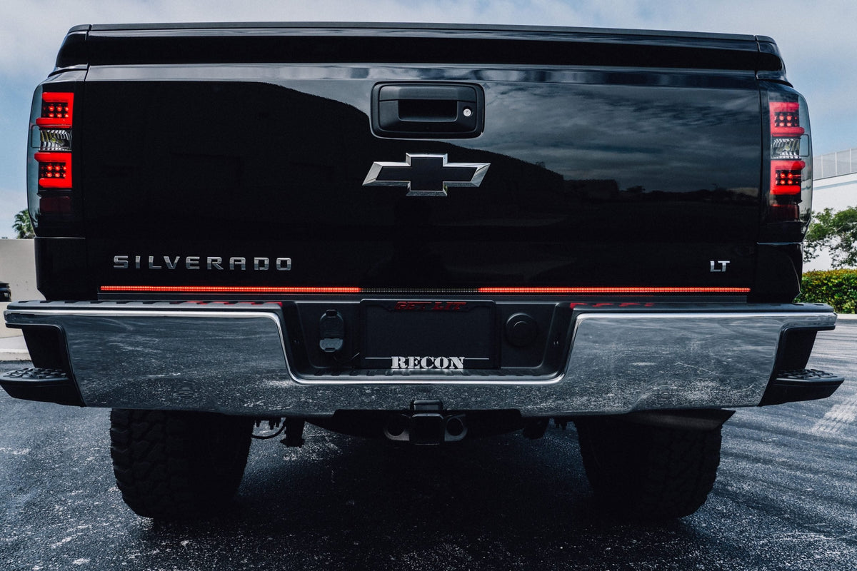"Dual Row" Tailgate Bar High Power LED Red Scanning Turn Signals, Brake & White Reverse Lights - Multiple Sizes