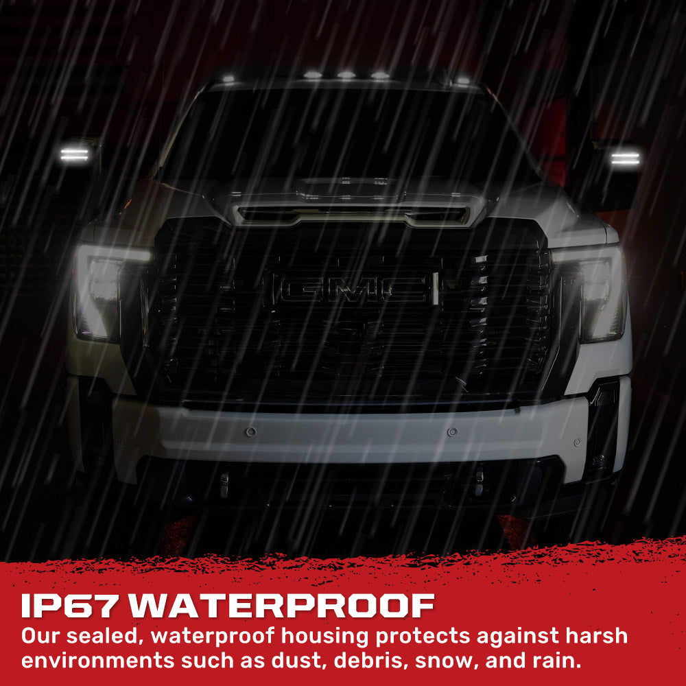 Chevy/GMC 20-26 Silverado & Sierra Side Mirror LED Lenses White or Amber DRL & Scanning Amber Turn Signals - Smoked Lens
