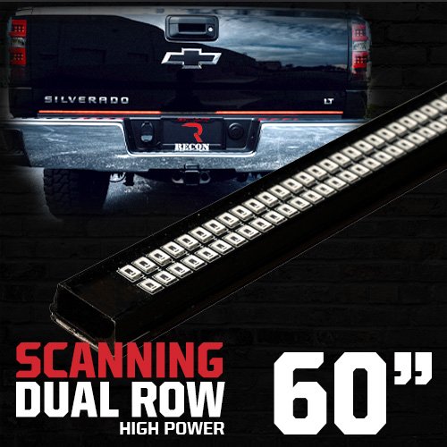 "Dual Row" Tailgate Bar High Power LED Red Scanning Turn Signals, Brake & White Reverse Lights - Multiple Sizes