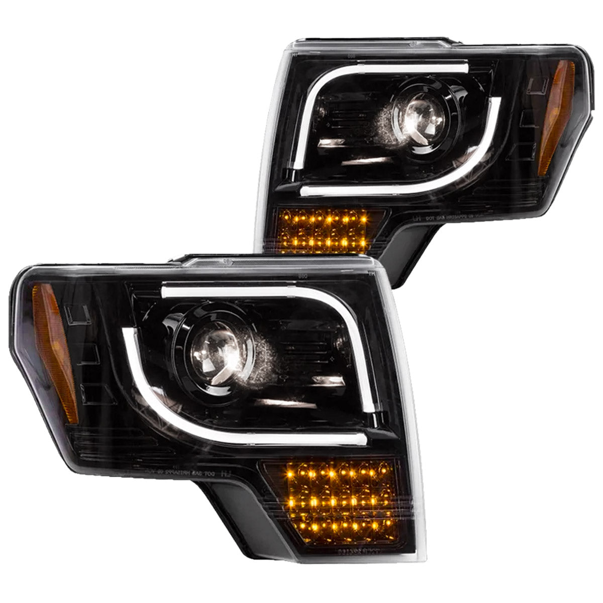 Ford F150 & Raptor 13-14 Projector Headlights Ultra High Power White LED DRL w/ Amber Turn Signals - Multiple Styles