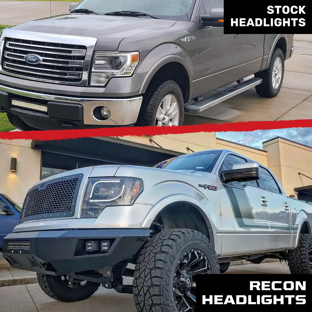 Ford F150 & Raptor 13-14 Projector Headlights Ultra High Power White LED DRL w/ Amber Turn Signals - Multiple Styles