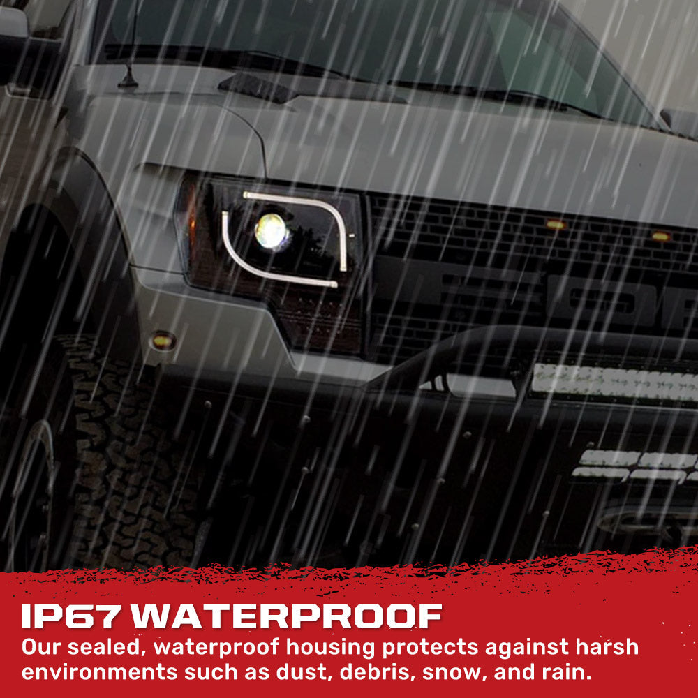 Ford F150 & Raptor 13-14 Projector Headlights Ultra High Power White LED DRL w/ Amber Turn Signals - Multiple Styles