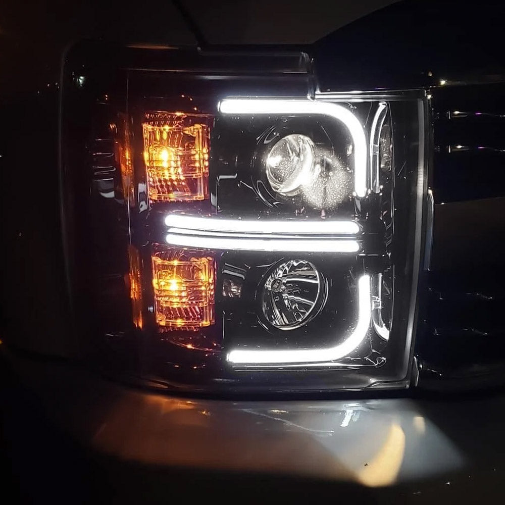 Chevy 14-15 Silverado 1500 Projector Headlights OLED Halos, DRL - Multiple Styles