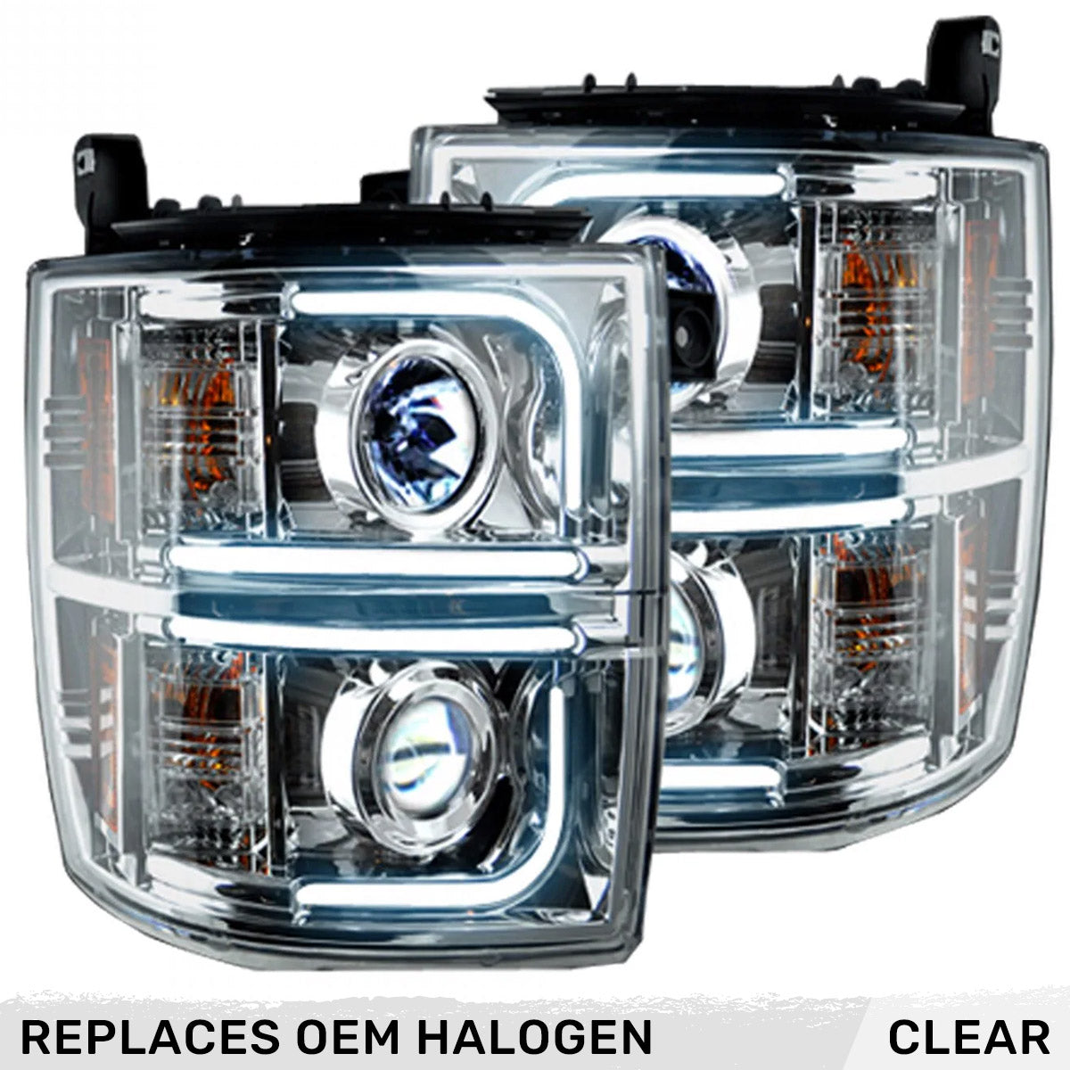 Chevy 14-15 Silverado 1500 Projector Headlights OLED Halos, DRL - Multiple Styles