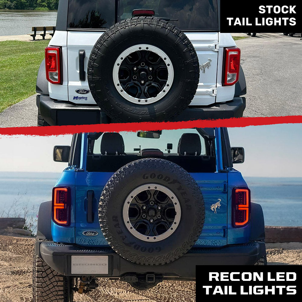 Ford 21-26 Bronco Tail Lights High-Powered OLED Bar Style Running & LED Brake Lights, Includes OLED Startup Sequence - Multiple Options