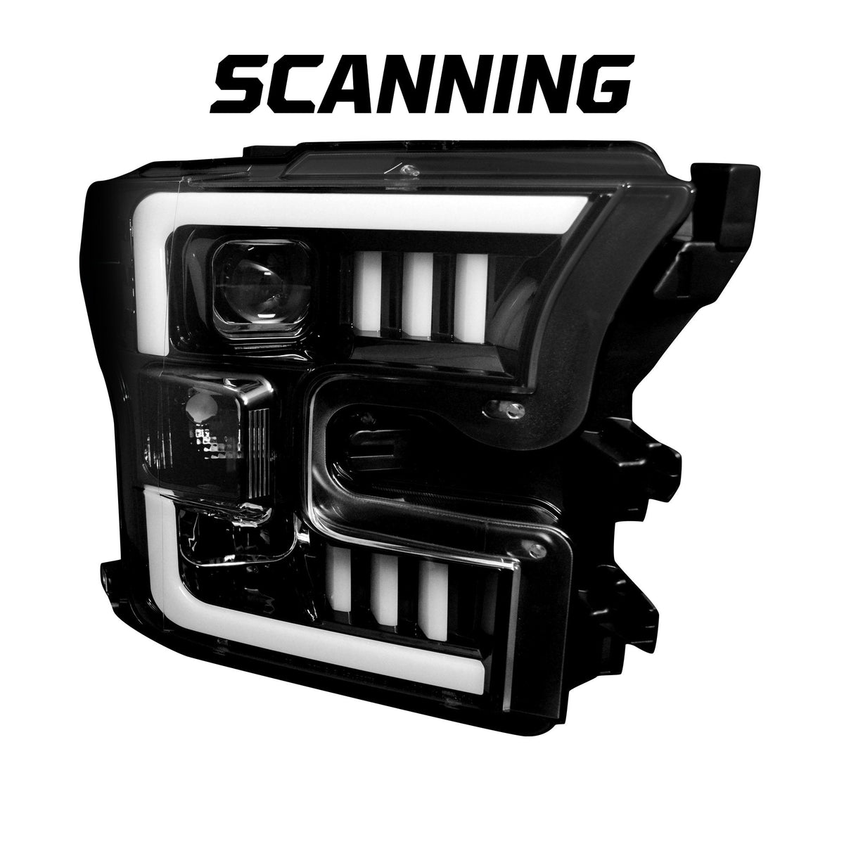 Ford F150 15-17 LED Projector Headlights w/ Ultra High Power Smooth White OLED DRL w/ Scanning Amber Turn Signals (Replaces OEM LED Headlights) - Multiple Styles