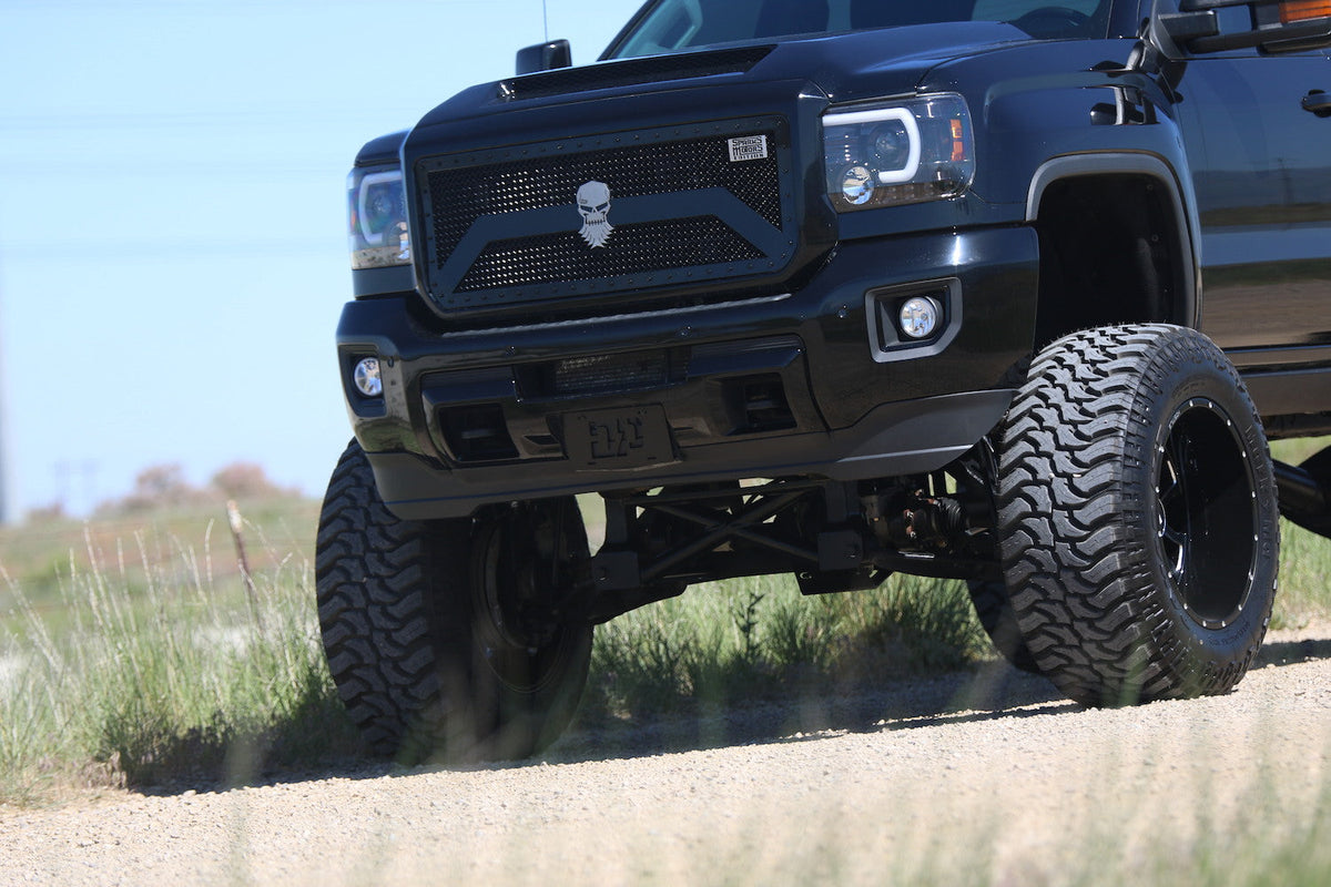 GMC Sierra 3500 15-19 Dually Projector Headlights w OLED Amber DRLs & Scanning OLED Amber Turn Signals in Smoked/Black