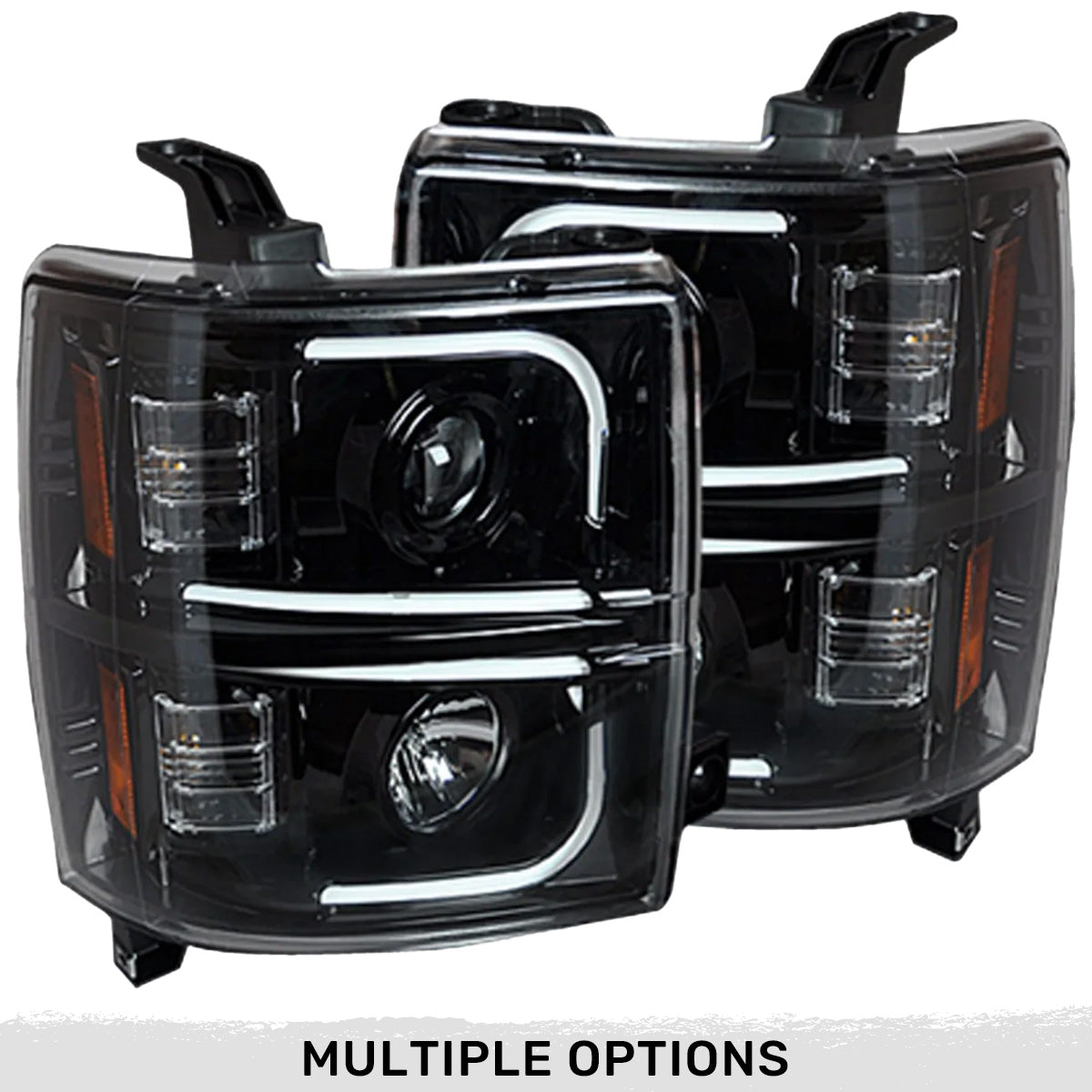 Chevy 15-19 Silverado 2500/3500 Projector Headlights OLED Halos, DRL - Multiple Styles