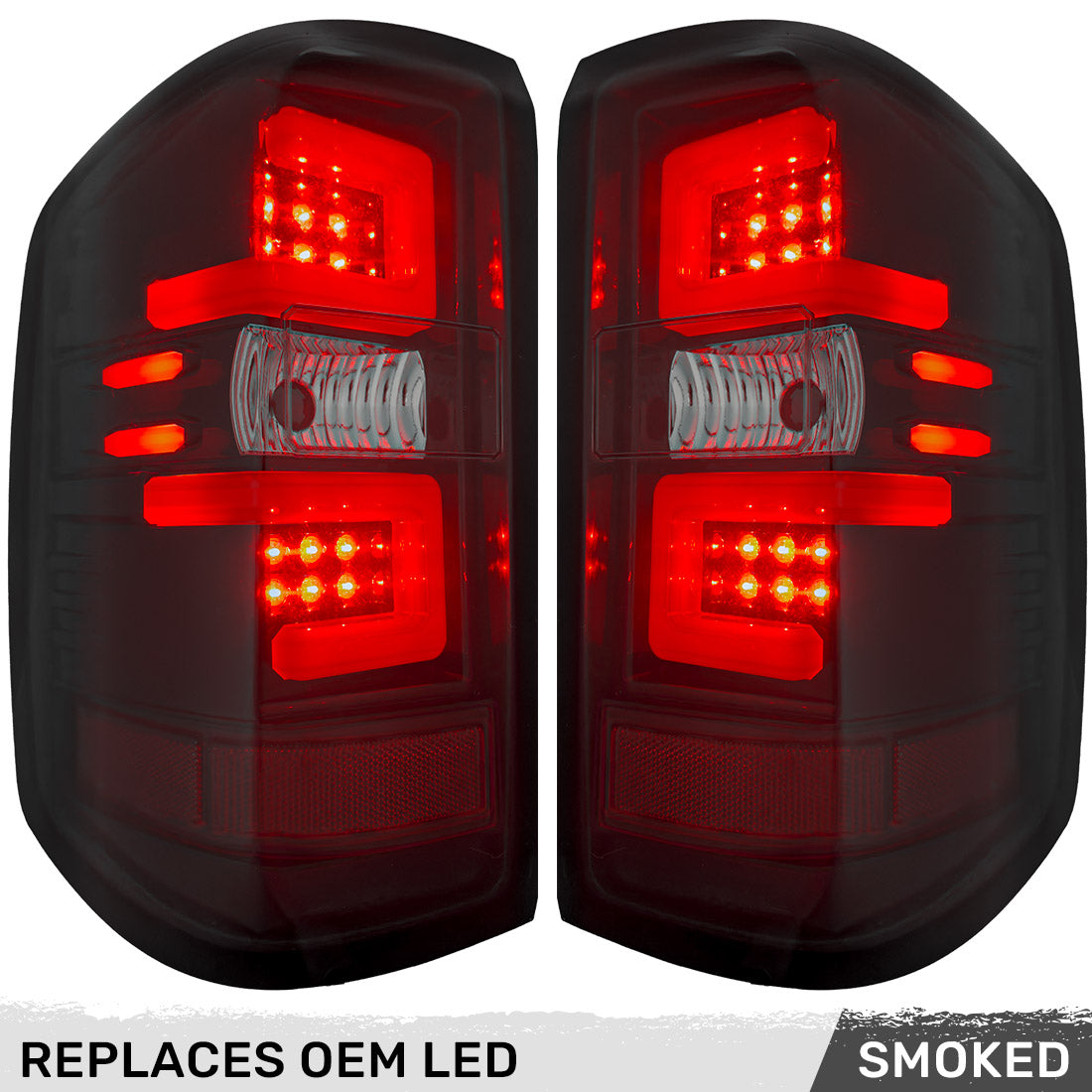 Chevy Silverado 1500 16-18 (Replaces Factory/OEM LED Tail Lights Only) OLED Tail Lights in Multiple Lens