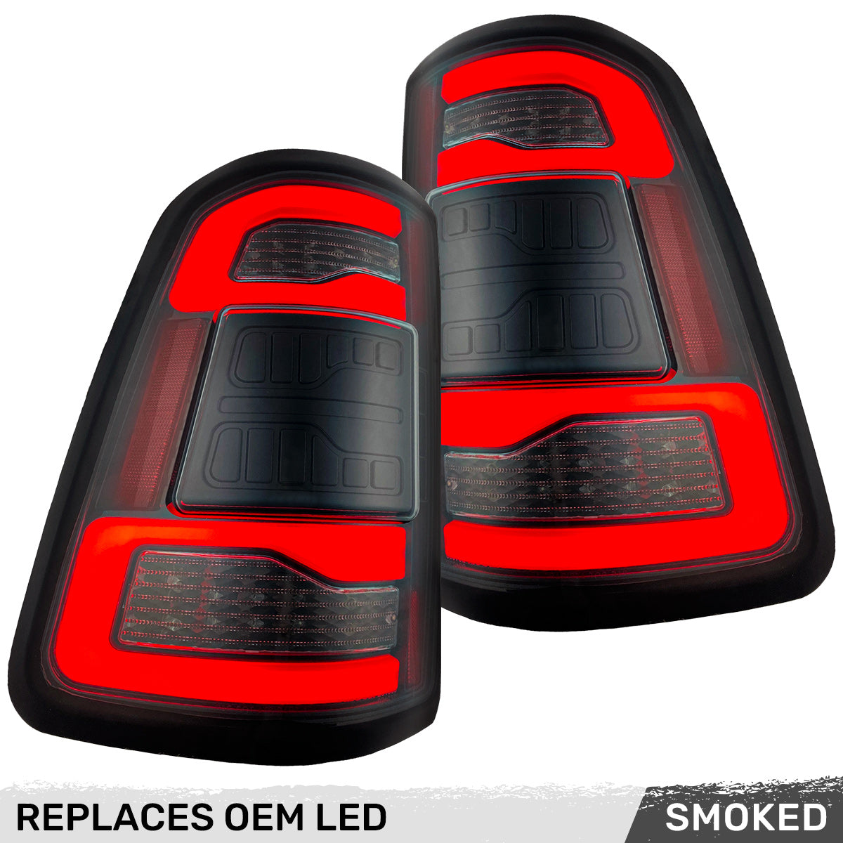 Dodge RAM 1500 19-24 Ultra Bright OLED Tail Lights w/ Scanning Red Turn Signals (Replaces OEM LED with BLIS) - Multiple Lens