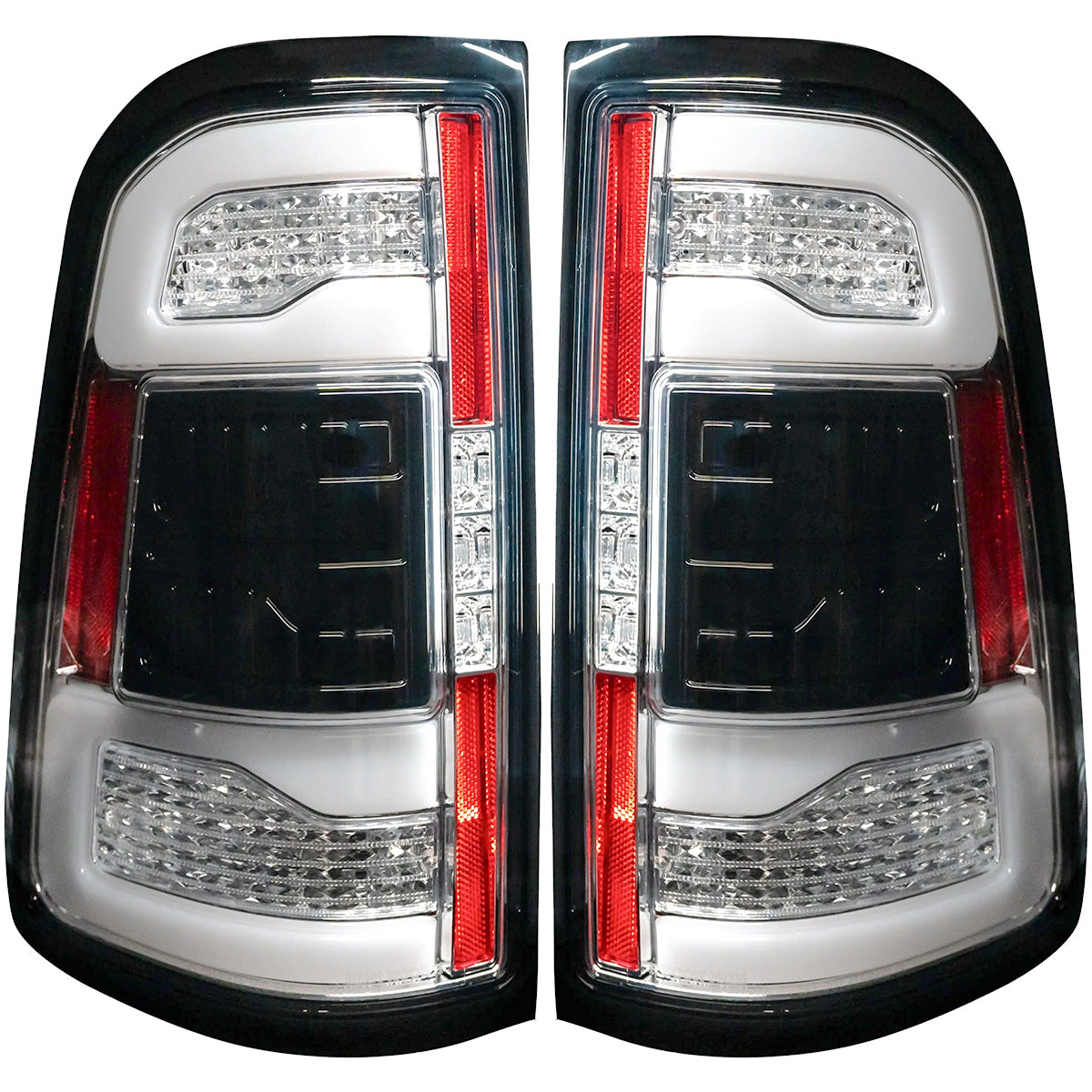 Dodge RAM 1500 25-26 Ultra Bright OLED Tail Lights Startup Light Sequence, Flashing Red Turn Signals (Replaces Factory/OEM Halogen Only) - Multiple Lens