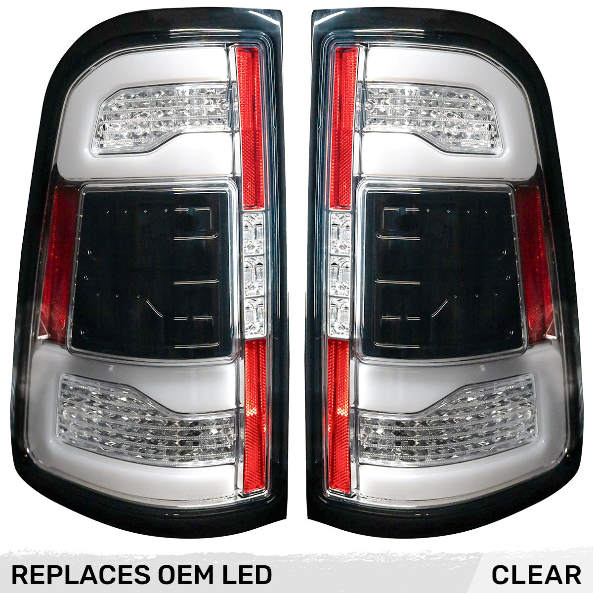 Dodge RAM 1500 19-24 Ultra Bright OLED Tail Lights w/ Scanning Red Turn Signals (Replaces OEM LED with BLIS) - Multiple Lens