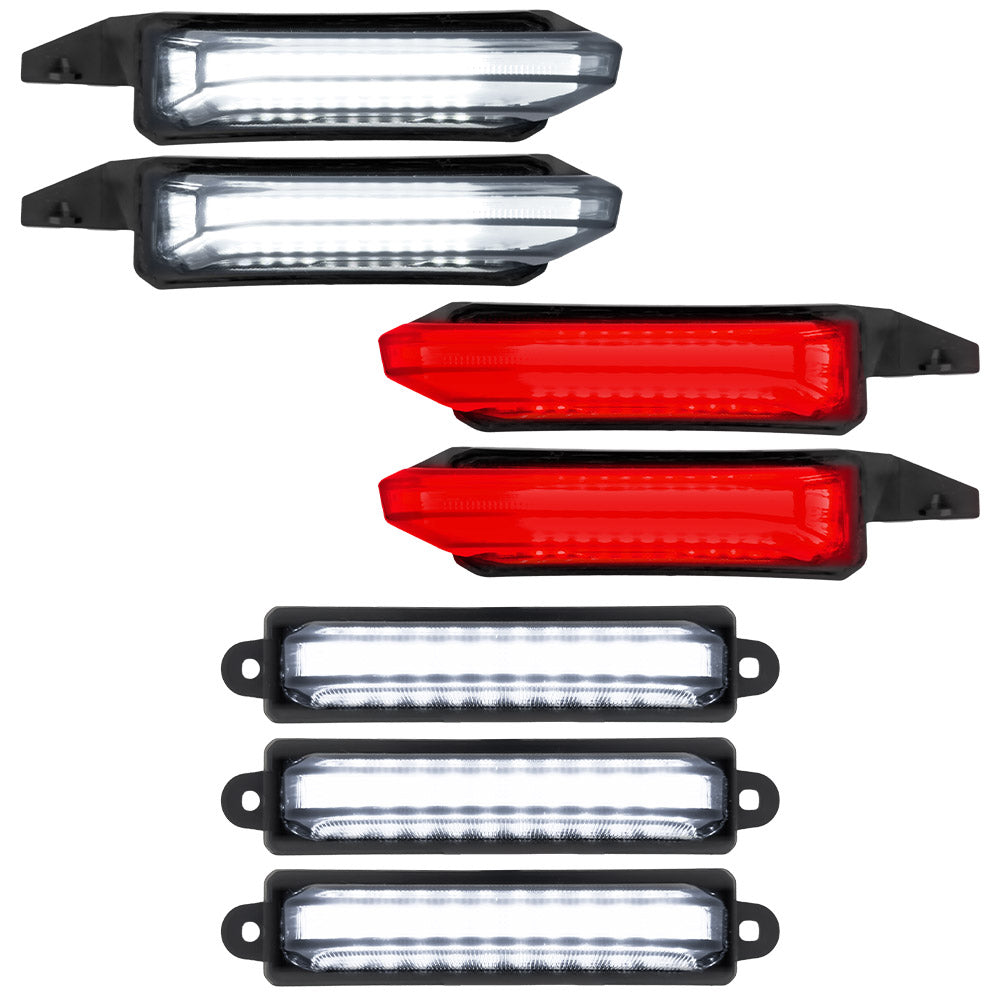Ford 21-22 Raptor 7-Pc Fender & Hood Light Kit Smoked Lens White or Amber LED Running Lights w/ Startup Light Sequence