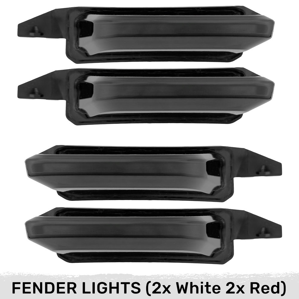 Ford 21-22 Raptor 7-Pc Fender & Hood Light Kit Smoked Lens White or Amber LED Running Lights w/ Startup Light Sequence