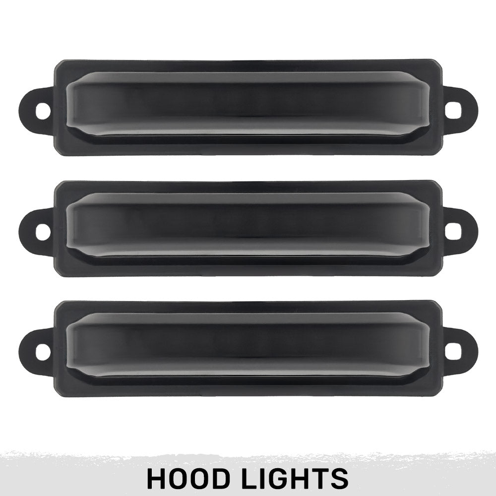 Ford 21-22 Raptor 7-Pc Fender & Hood Light Kit Smoked Lens White or Amber LED Running Lights w/ Startup Light Sequence