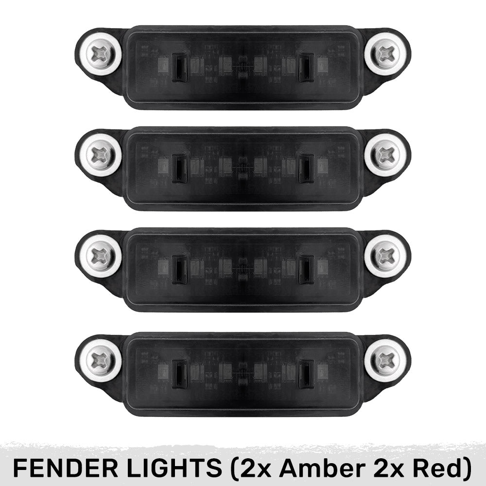 Dodge 21-26 RAM 1500 TRX 7-PC Fender & Hood Light Kit Smoked Lens White or Amber LED Running Lights w/ Startup Light Sequence - Multiple Options