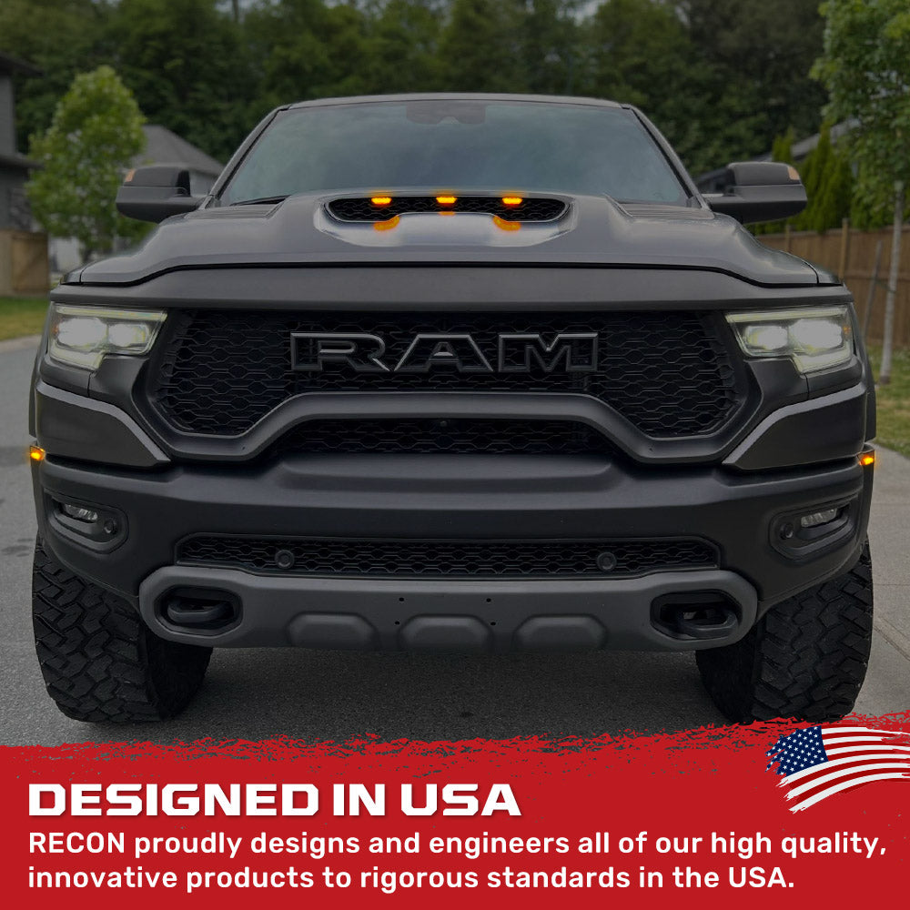 Dodge 21-26 RAM 1500 TRX 7-PC Fender & Hood Light Kit Smoked Lens White or Amber LED Running Lights w/ Startup Light Sequence - Multiple Options