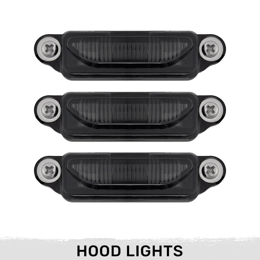 Dodge 21-26 RAM 1500 TRX 7-PC Fender & Hood Light Kit Smoked Lens White or Amber LED Running Lights w/ Startup Light Sequence - Multiple Options