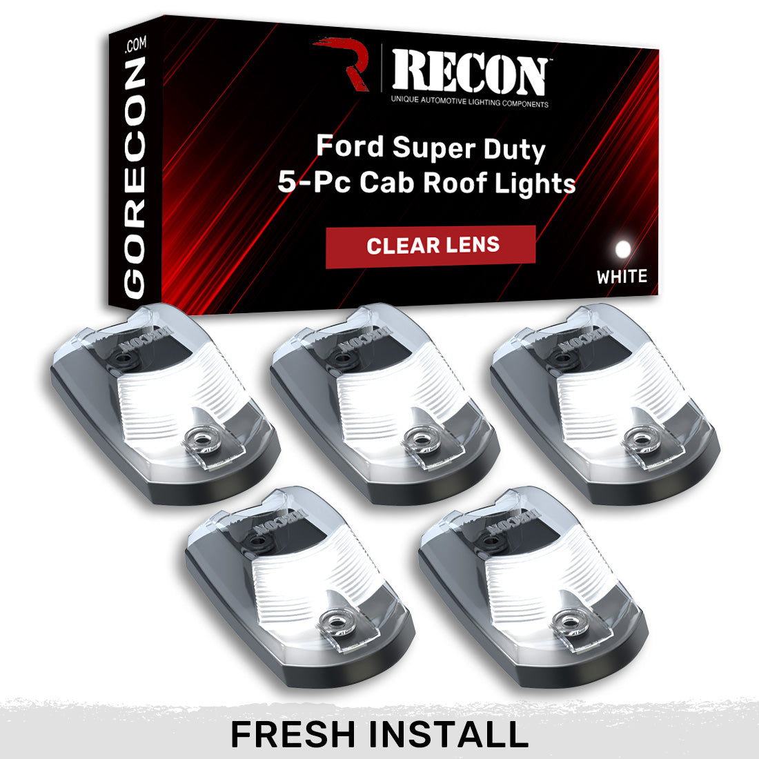Ford Super Duty 17-25 5-Piece Cab Roof Light Set 2-Way Front & Rear Facing Ultra High-Power LEDs Multiple Lens & Colors - (ATTN: For models that DID NOT come with factory cab roof lights)