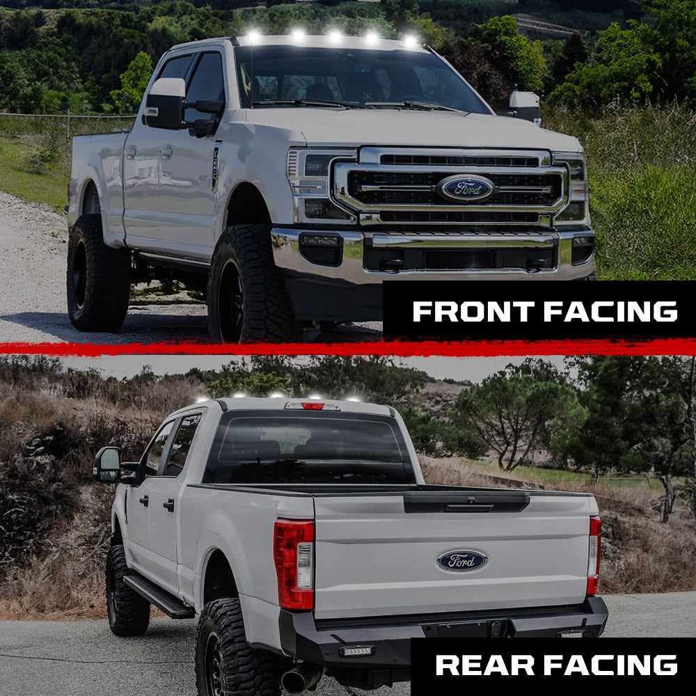 Ford Super Duty 17-26 5-Piece Cab Roof Light Set 2-Way Front & Rear Facing Ultra High-Power LEDs Multiple Lens & Colors - (ATTN: For models that DID NOT come with factory cab roof lights)