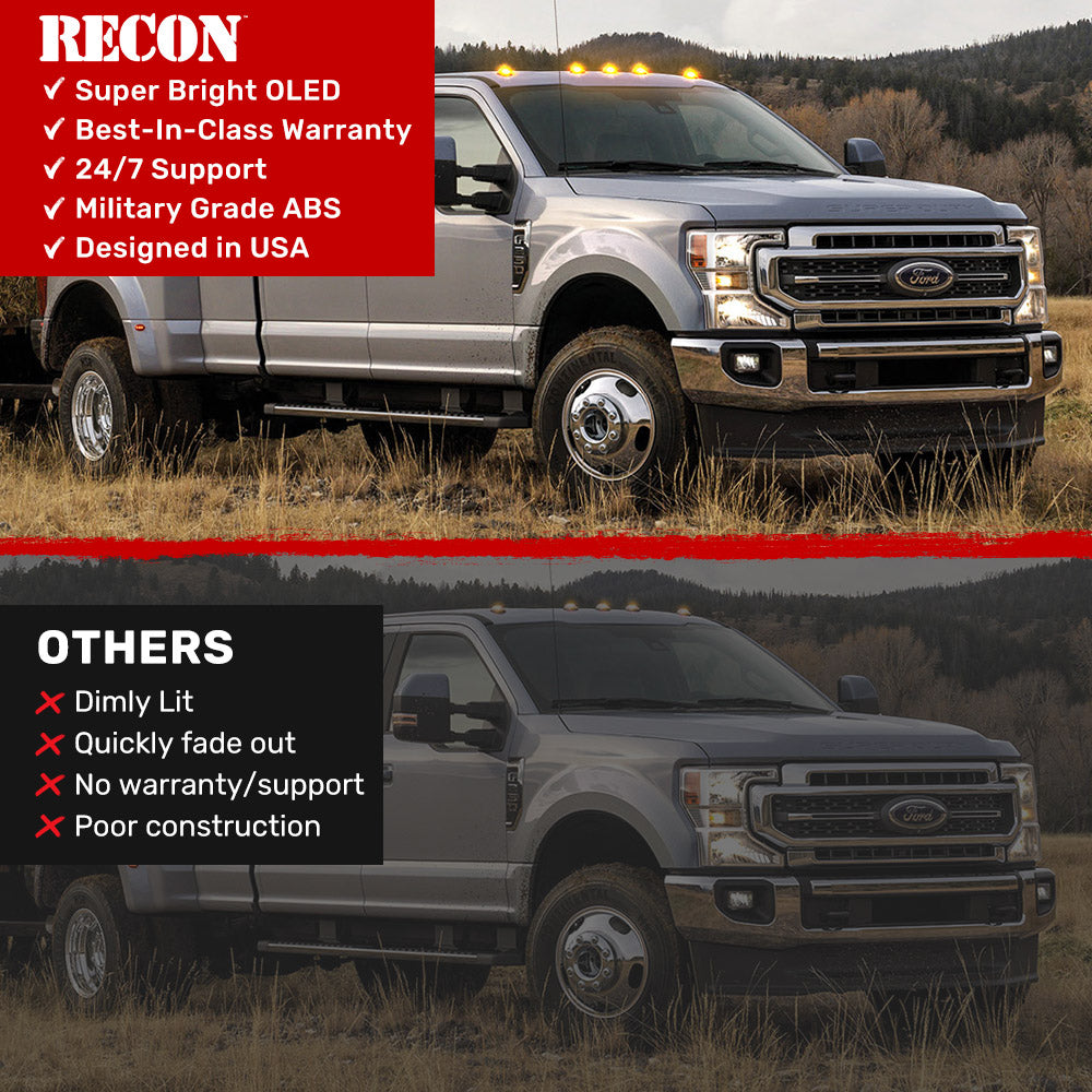 Ford Super Duty 17-22 5-PC Cab Roof Light Set 2-Way Front & Rear Facing Ultra High-Power LEDs (Replaces Factory/OEM Cab Lights Only) - Multiple Options