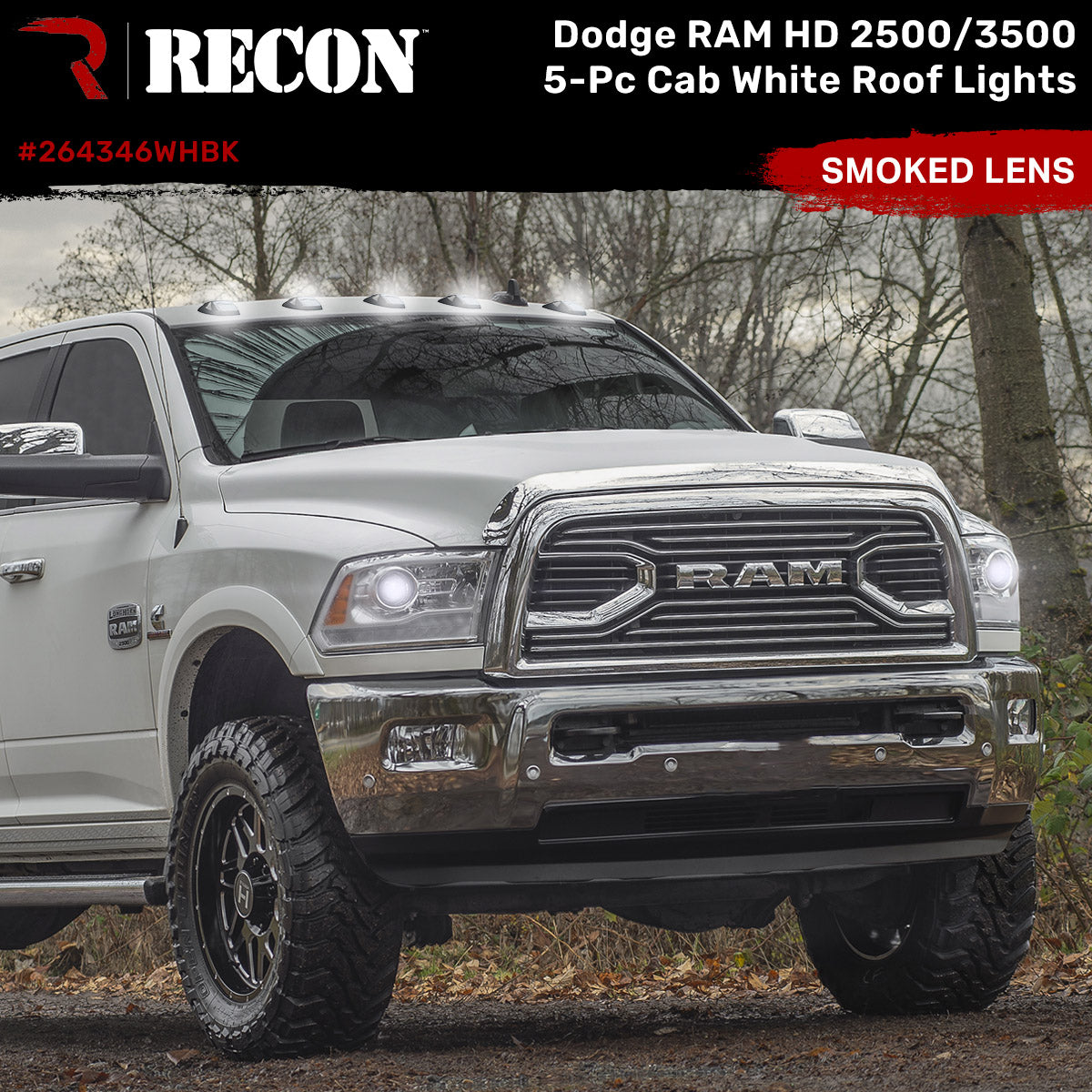 Dodge RAM HD 2500/3500 19-25 5 Piece Cab Roof Light Set 2-Way Front & Rear Facing Ultra High-Power LEDs Multiple Lens & Colors