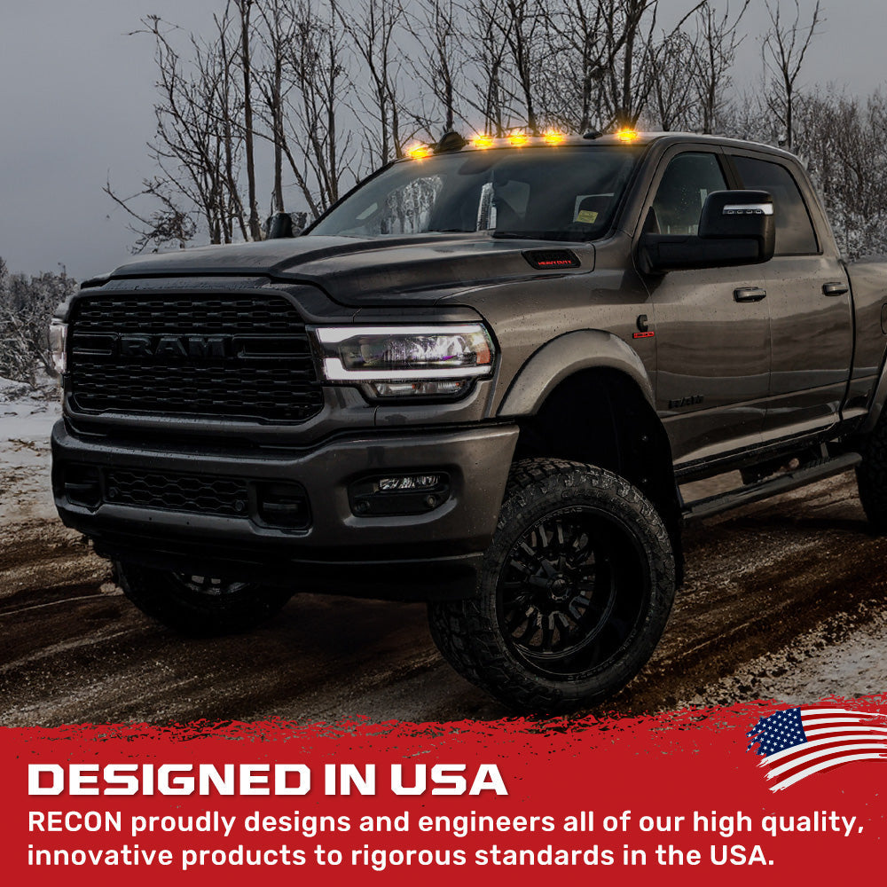 Dodge RAM HD 2500/3500 19-26 5 Piece Cab Roof Light Set 2-Way Front & Rear Facing Ultra High-Power LEDs Multiple Lens & Colors