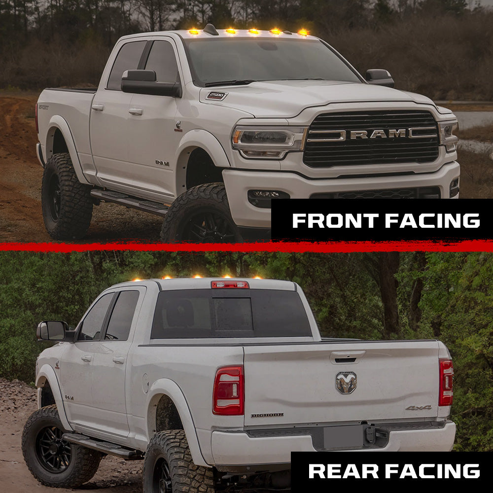 Dodge RAM HD 2500/3500 19-26 5 Piece Cab Roof Light Set 2-Way Front & Rear Facing Ultra High-Power LEDs Multiple Lens & Colors