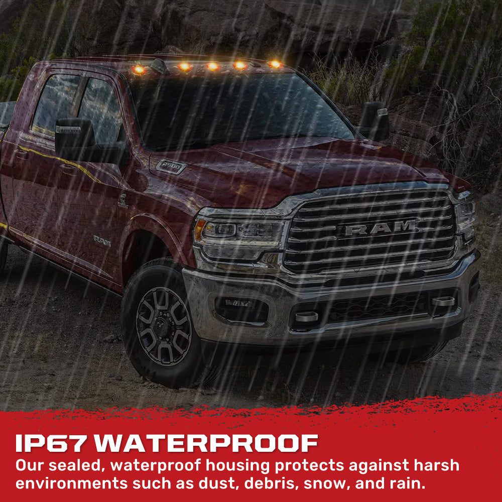 Dodge RAM HD 2500/3500 19-26 5 Piece Cab Roof Light Set 2-Way Front & Rear Facing Ultra High-Power LEDs Multiple Lens & Colors