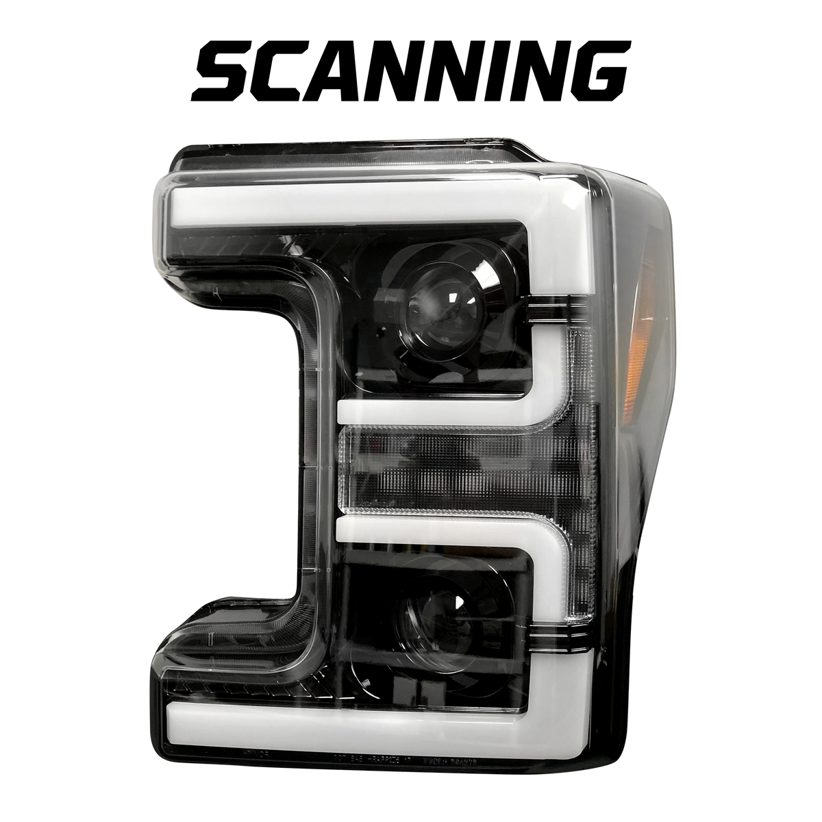 Ford Super Duty 17-19 Projector Headlights White OLED DRL, Scanning Amber LED Turn Signals - Multiple Styles