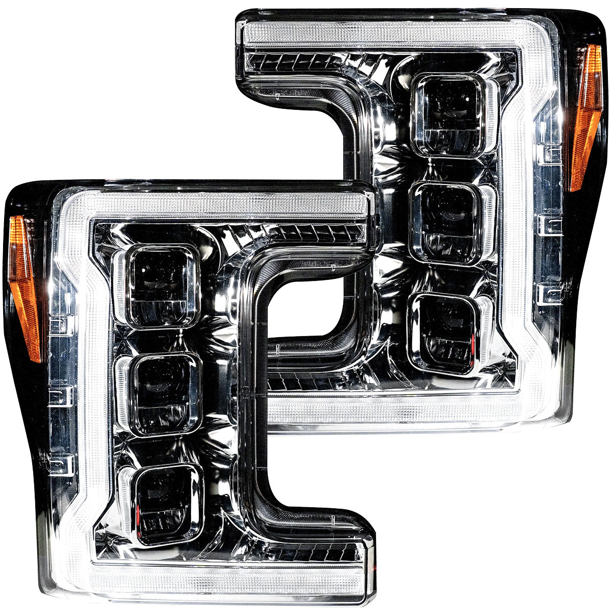 Ford 17-19 Super Duty LED Projector Headlights OLED DRL & Scanning Switchback LED Turn Signals - Multiple Styles